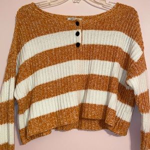 American Eagle XS Yellow/White Cropped Sweater